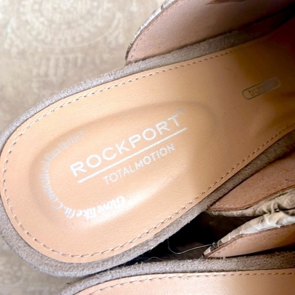 Brand New Rockport Genuine Leather Snakeskin Print Amara Slide Heeled Sandals - Picture 10 of 16